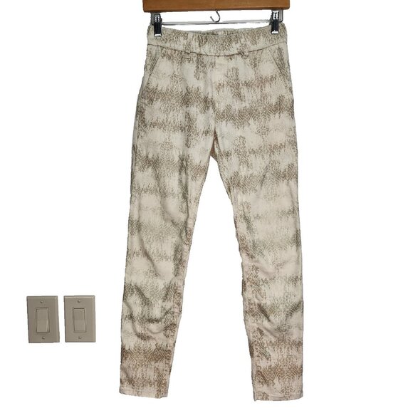 BEVY FLOG Pants - Bevy Flog‎ Dafna Pull On Pant 24 Ivory Geo Faded Diamond Print Skinny Stretch